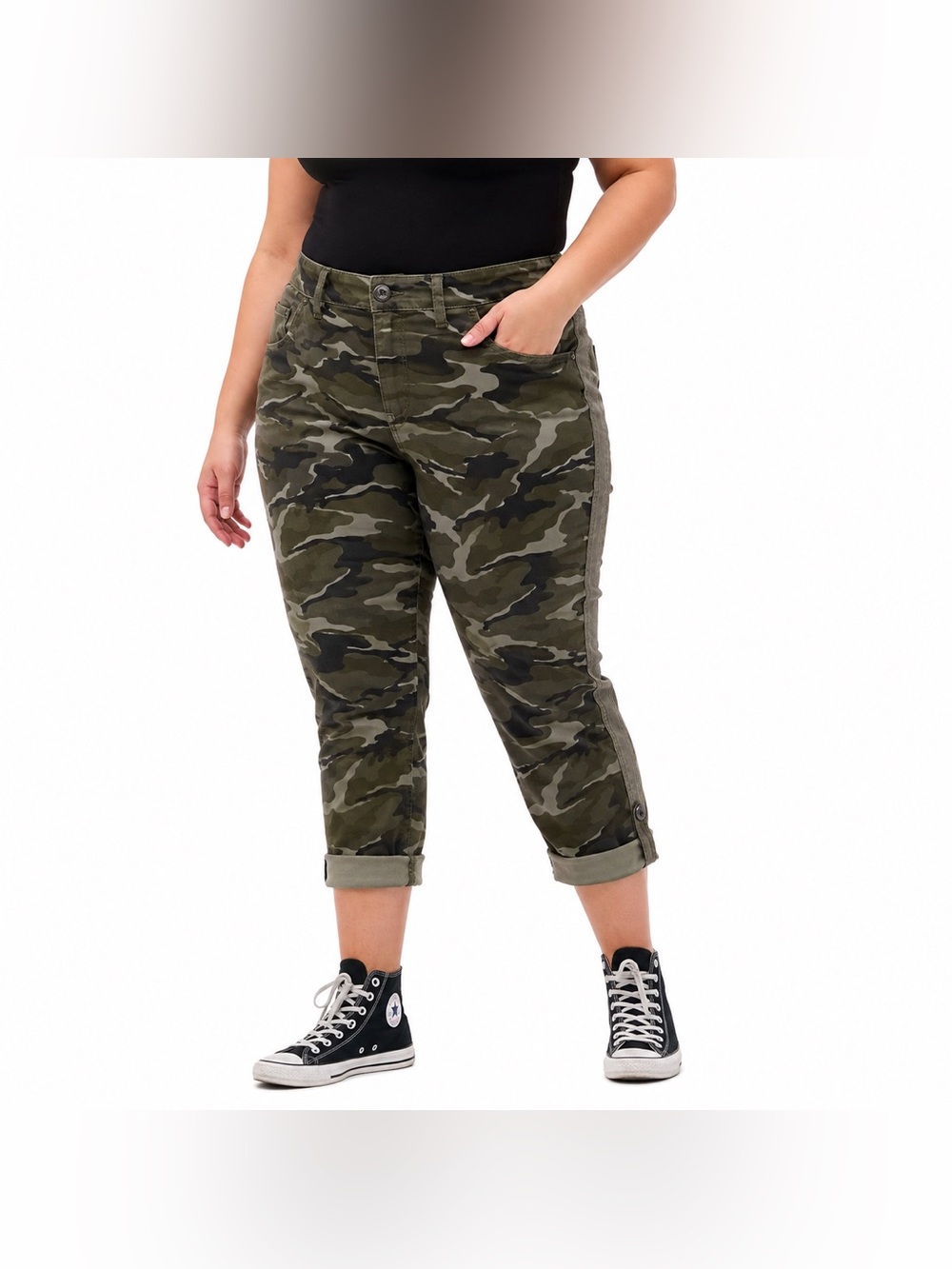 Torrid Feel The Fit Size 12 Camo Convertible Roll Tab Straight Leg Pants
